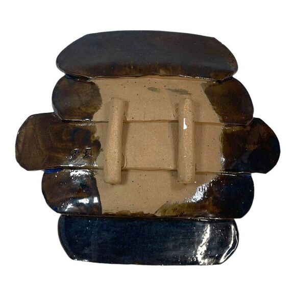 Studio Pottery Cobalt Blue MCM Trinket Tray Dish Signed Jewelry Keys Plate By PE - Picture 3 of 6